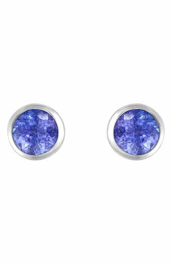 Sterling Silver Round Tanzanite Stud Earrings