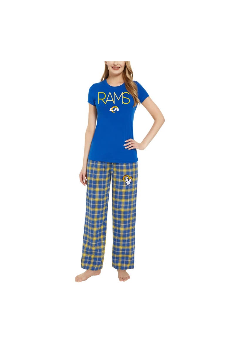 CONCEPTS SPORT Women's Concepts Sport Royal/Gold Los Angeles Rams Arctic T-Shirt & Flannel Pants Sleep Set, Main, color,