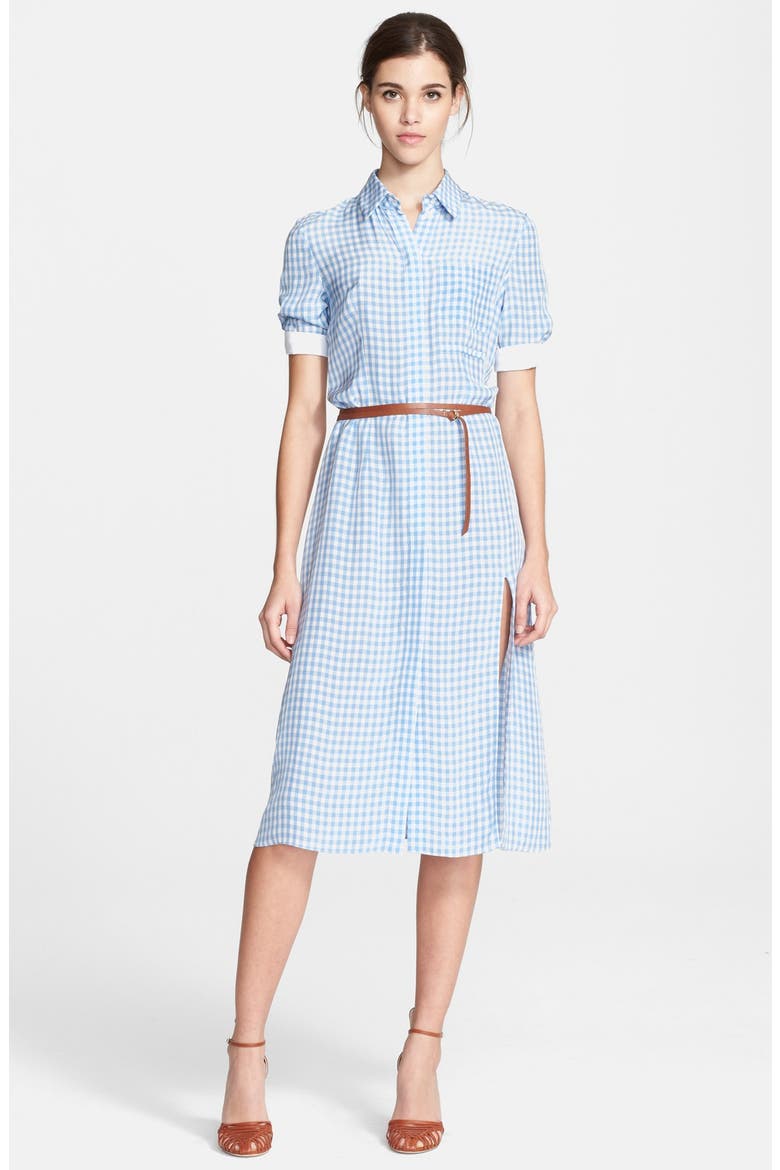 'Kieran' Belted Gingham Shirtdress, Main, color, PLACID