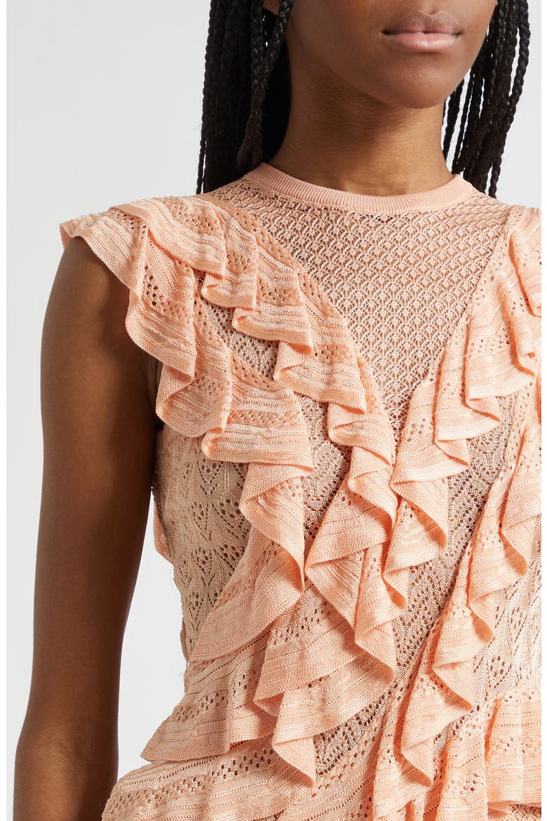 Angelica Ruffle Detail Sleeveless Sweater, Alternate, color, PEONY