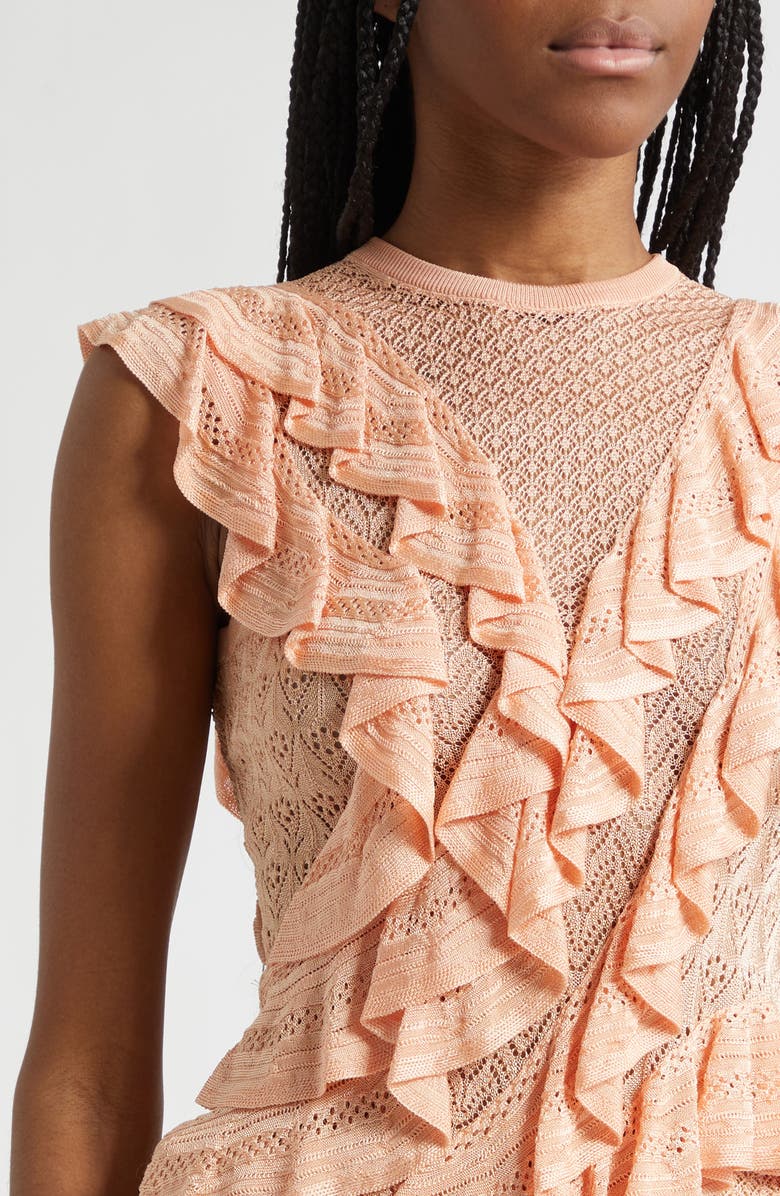 Ulla Johnson Angelica Ruffle Detail Sleeveless Sweater, Alternate, color, Peony