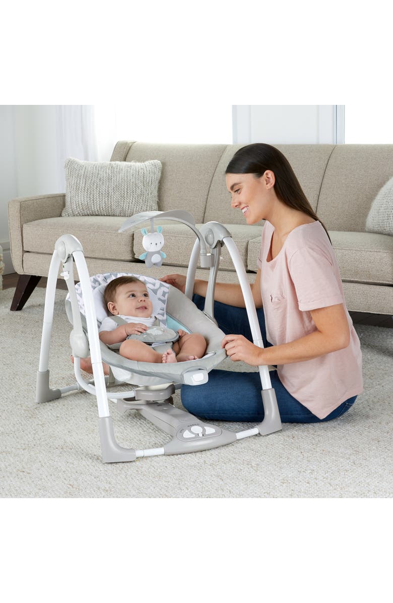 INGENUITY ConvertMe 2-in-1 Compact Portable Baby Swing 2 Infant Seat, Alternate, color, Grey