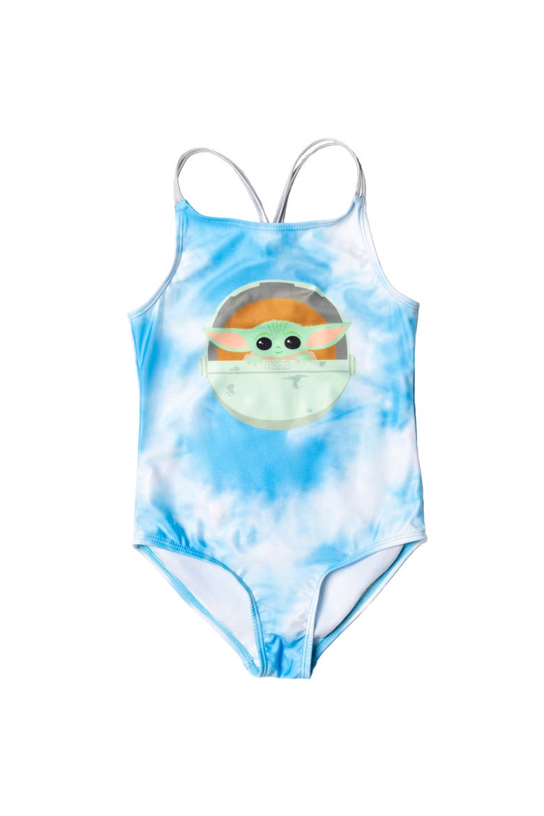 The Mandalorian Grogu One Piece Bathing Suit, Main, color, Grogu Blue Tie Dye