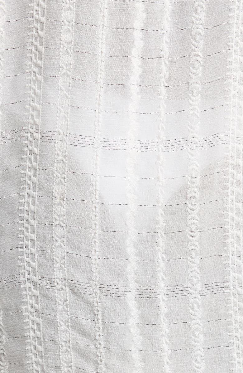 Ramy Brook Roman Metallic Tassel Trim Long Sleeve Semisheer Cover-Up Tunic, Alternate, color, 