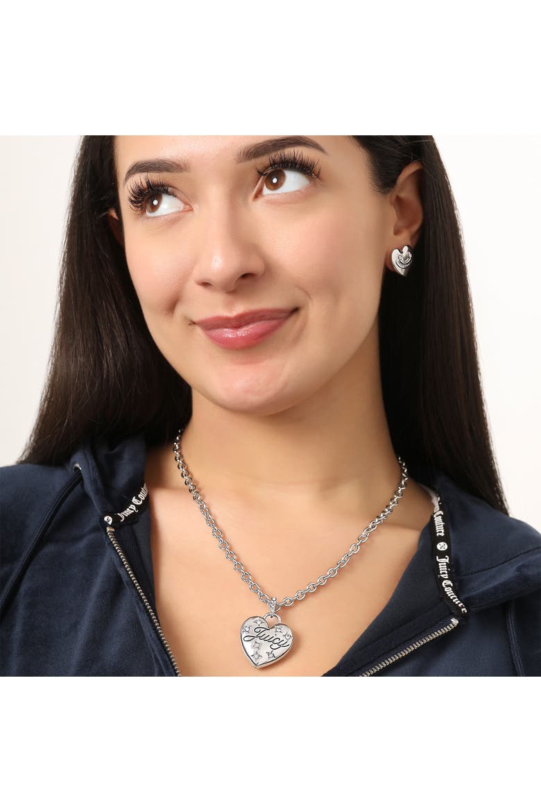 Silver-Tone Heart Pendant Necklace, Alternate, color, Silver
