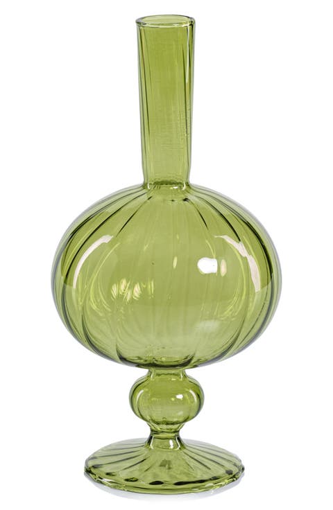 Vellum Spiral Footed Glass Vase