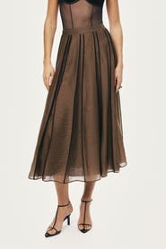 Nocturne Sheer Pleated Midi Skirt