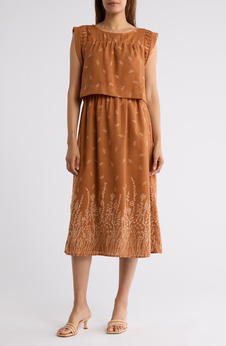 Pleated Sleeve Midi Dress