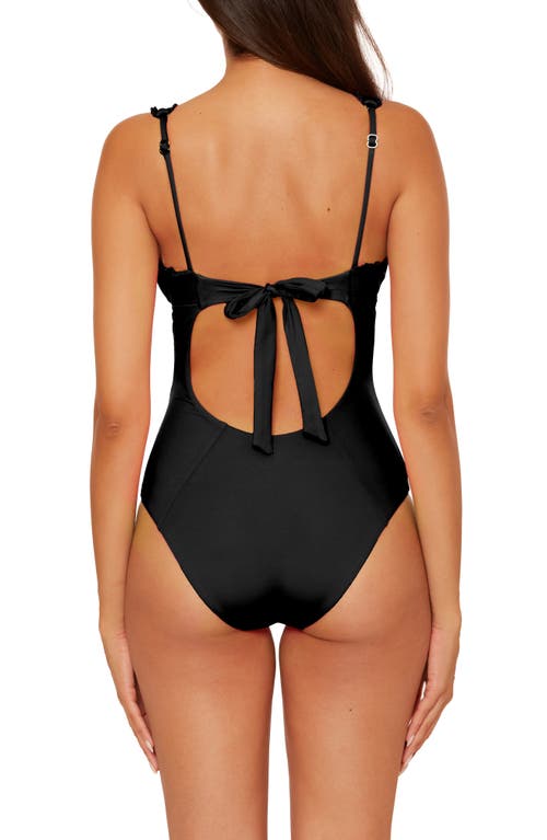 Becca Frills Plunge One-piece Swimsuit In Black