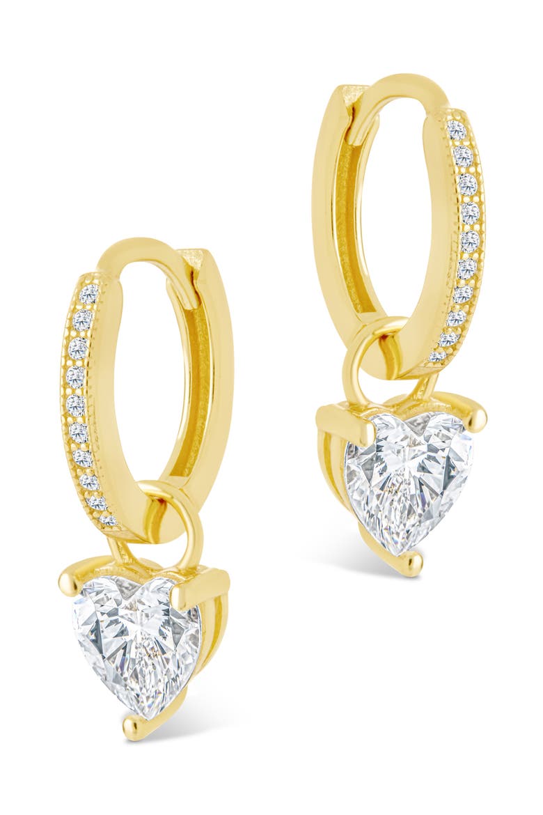 Eugenia Heart Drop Huggie Hoop Earrings, Alternate, color, GOLD