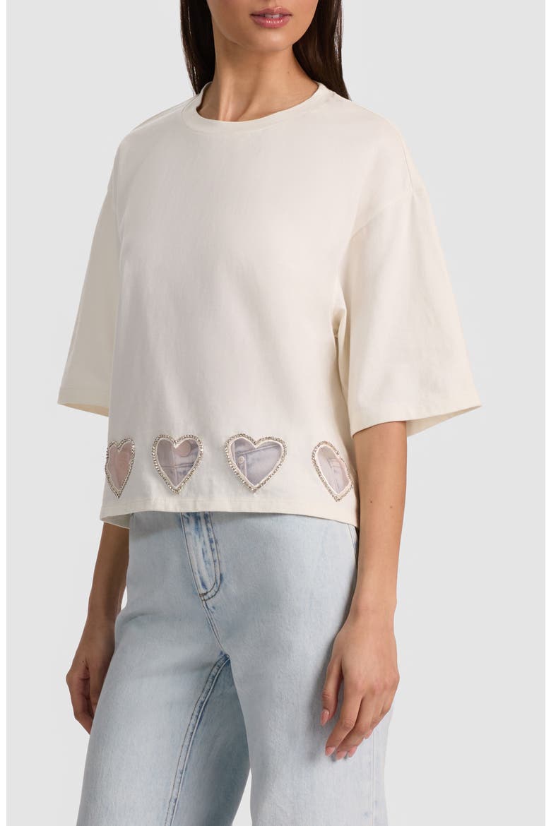 Evan Heart Cutout Oversized Crop Top, Alternate, color, OFF WHITE