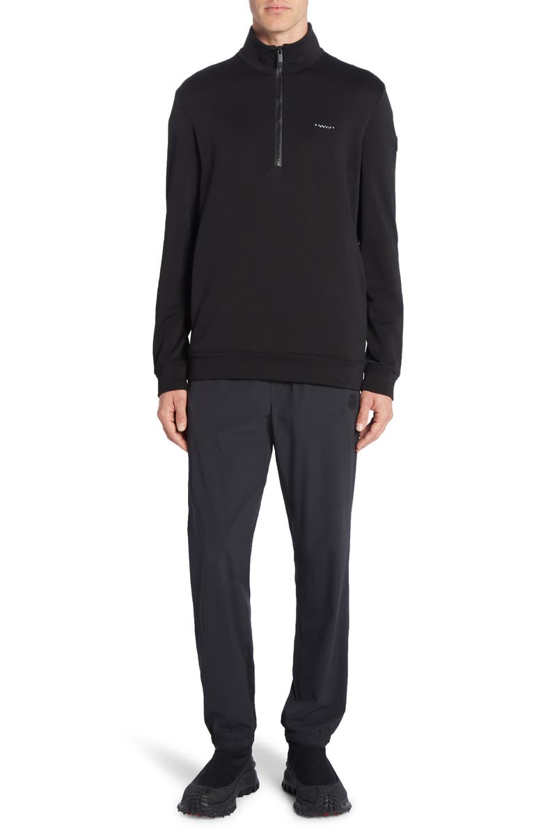 Moncler Cotton Fleece Half Zip Sweatshirt, Alternate, color, 