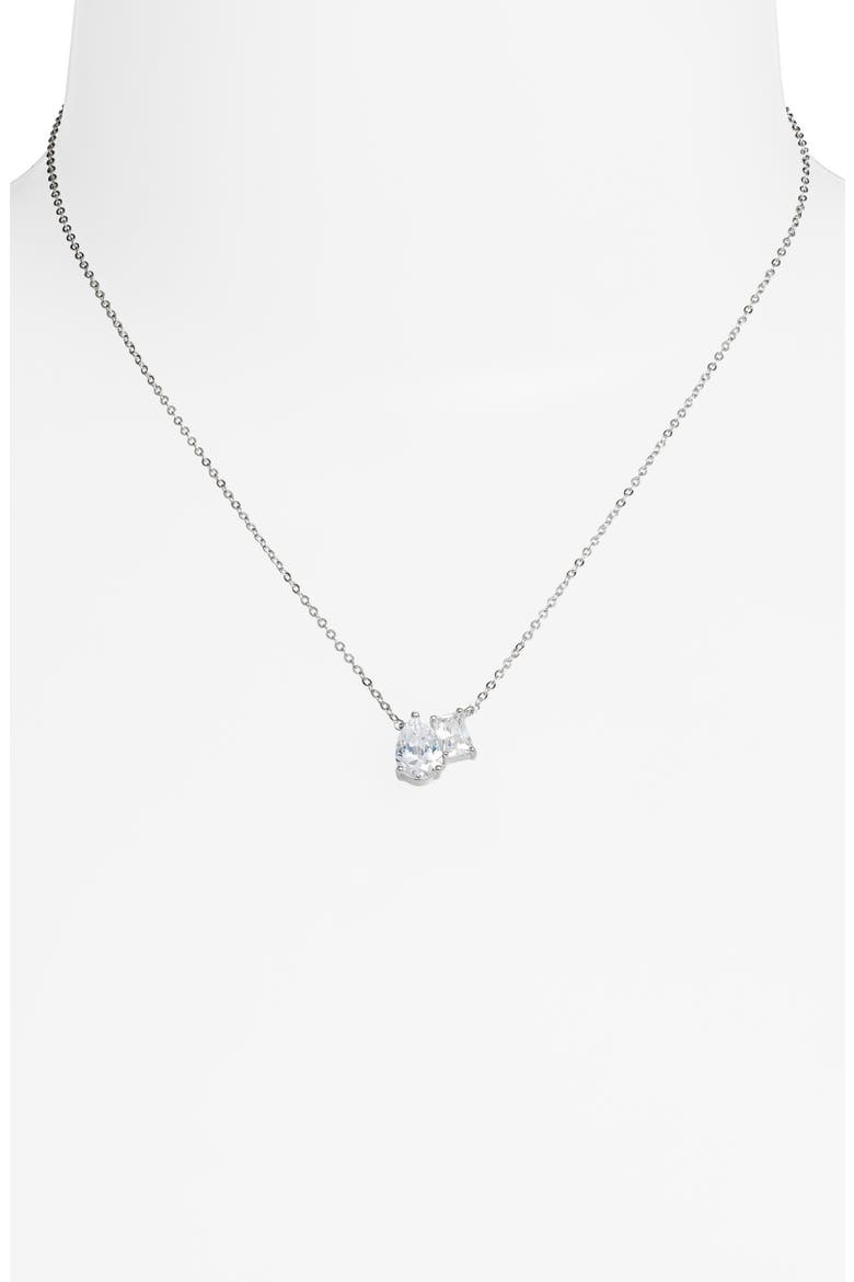 Cubic Zirconia Pendant Necklace, Alternate, color, CLEAR- SILVER