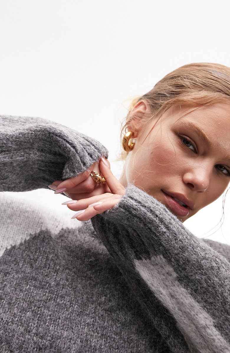 Topshop Fluffy Colorblock Sweater, Alternate, color, 