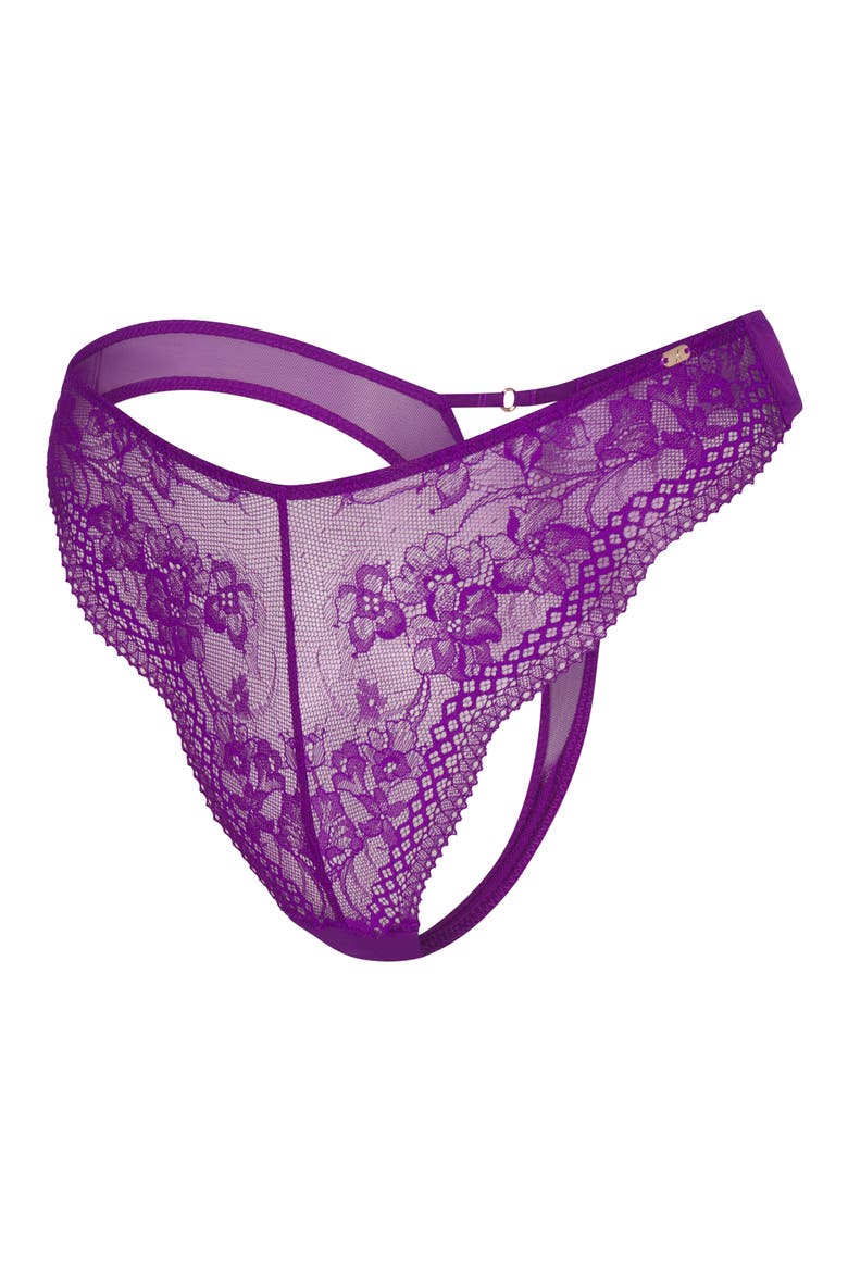 Top Drawer Lace Thong, Alternate, color, PURPLE GEM