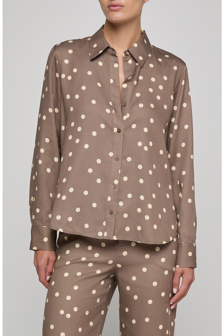 Ellery Polka Dot Button-Up Shirt, Main, color, CARDAMOM/ ECRU POLKA DOT