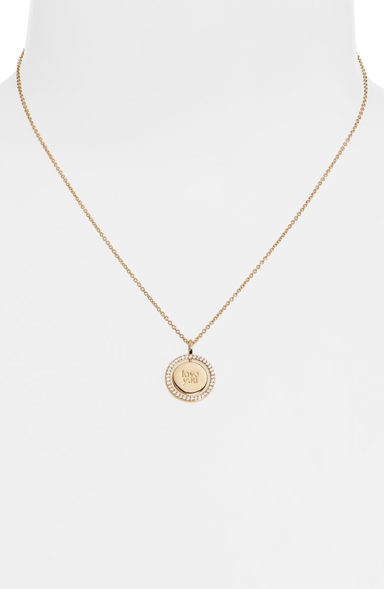 Nadri Sweethearts Spinner Necklace, Alternate, color, Gold