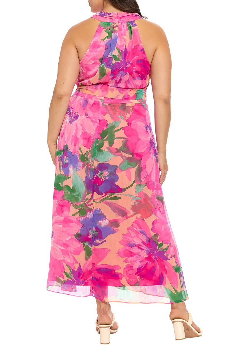 London Times Tie Waist Maxi Dress, Alternate, color, Peach/ Pink