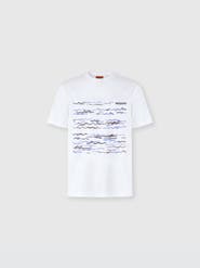 UM Crew-neck Cotton T-shirt With Wave Print And Logo