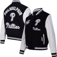 PRO STANDARD Women's Pro Standard Black Philadelphia Phillies Pearls Rib Wool Full-Zip Varsity Jacket