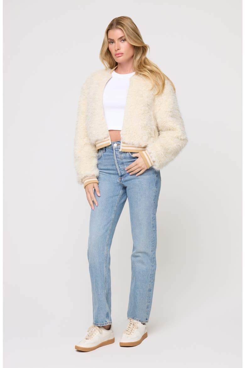 Valley Faux Fur Bomber Jacket, Alternate, color, TAN TIPPING