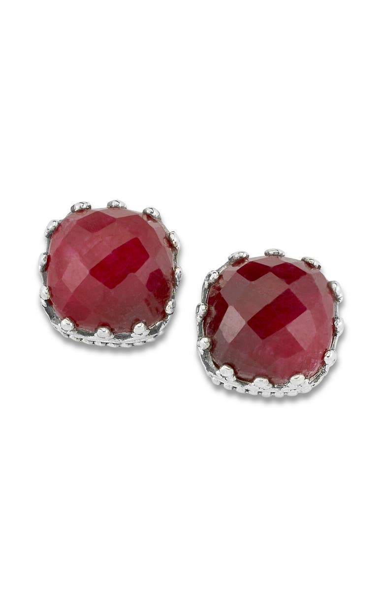 SAMUEL B. Cushion Cut Ruby Stud Earrings, Main, color, Red