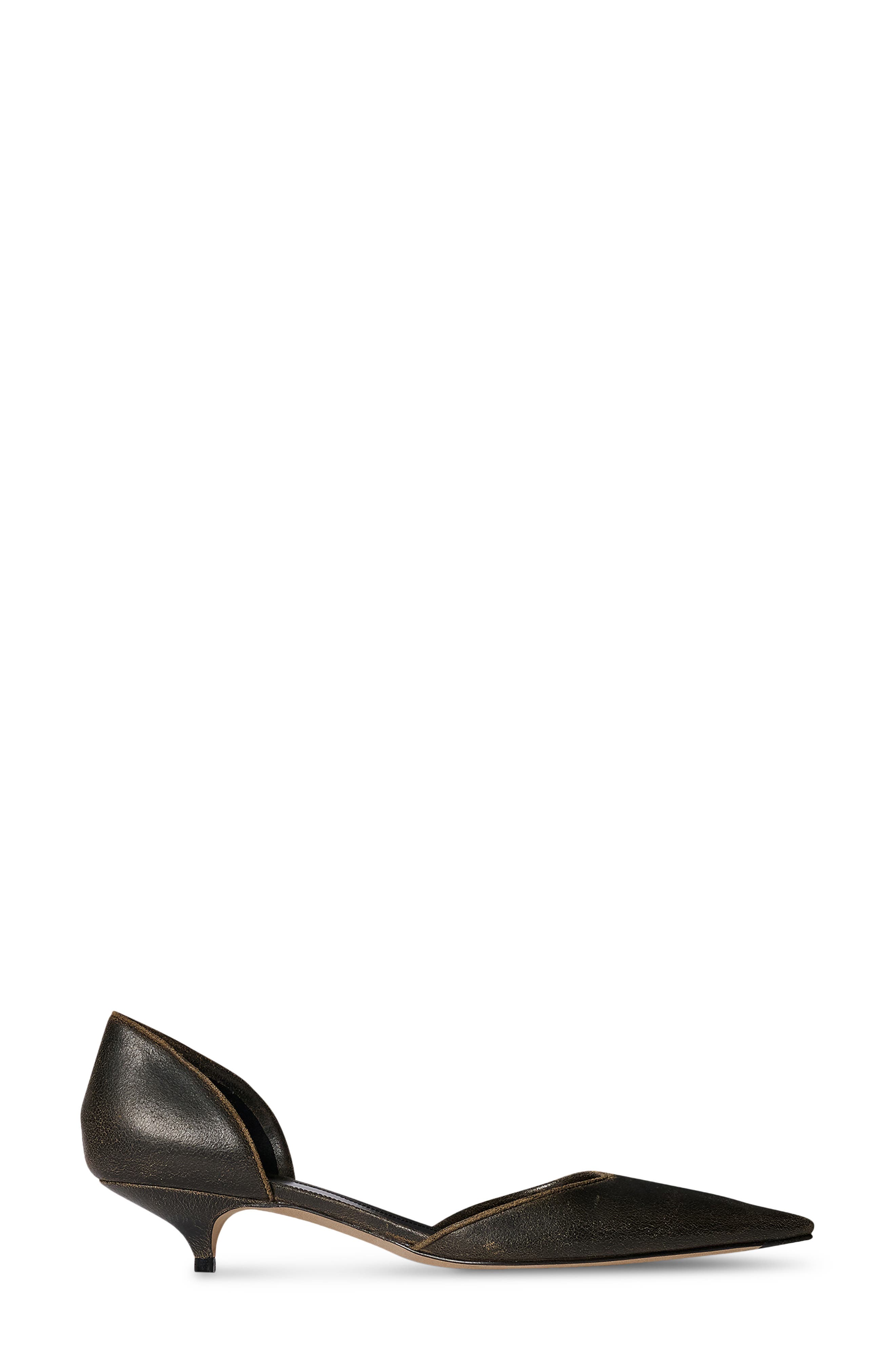 The Row Liisa Pointed Toe Kitten Heel d'Orsay Pump, Alternate, color, Dark Brown