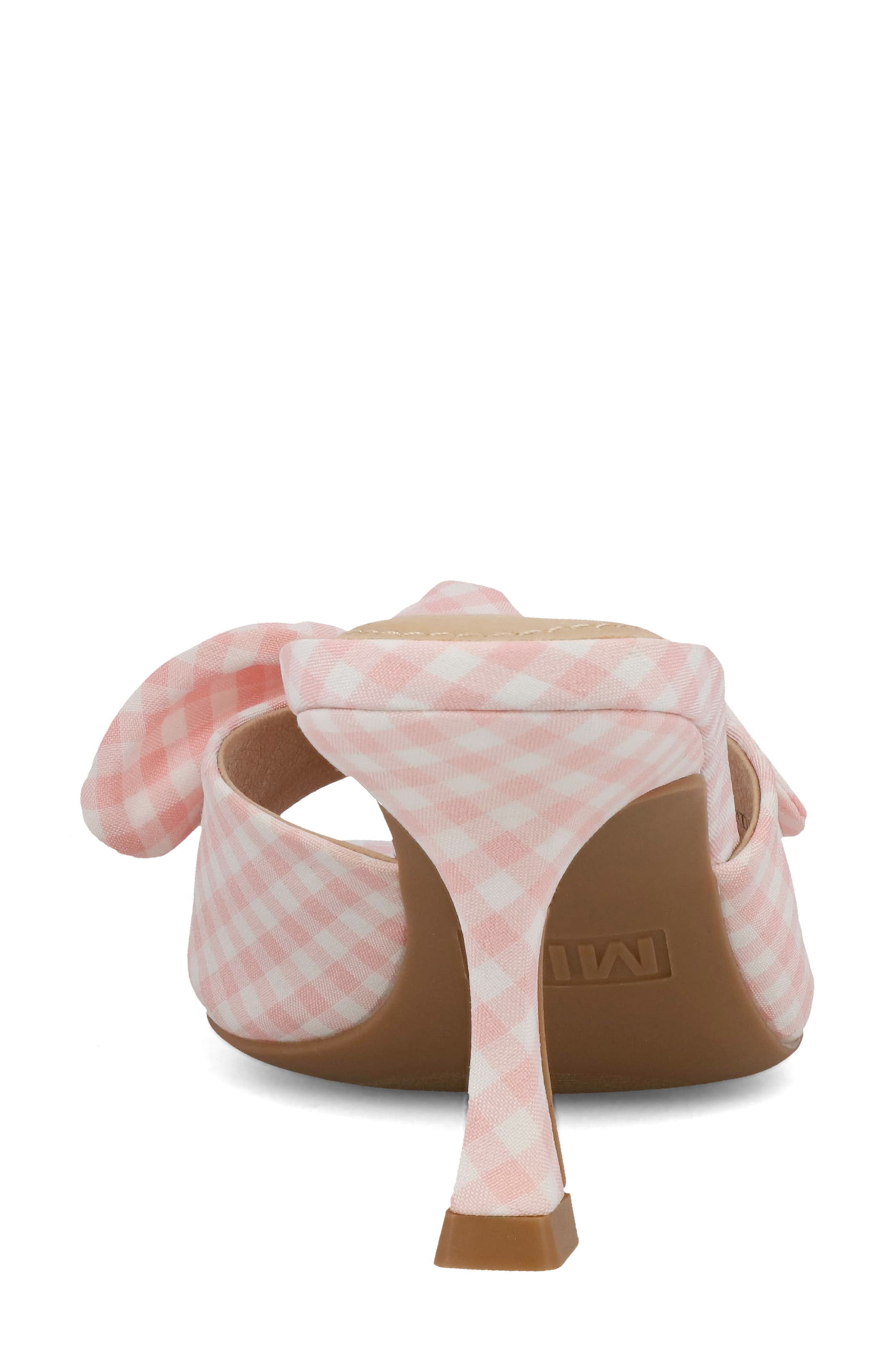 Elyzza Bow Slide Sandal, Alternate, color, PINK GINGHAM