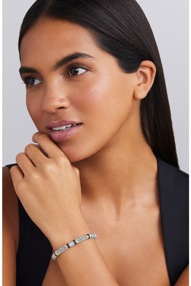Two-Tone Black Ceramic Station Diamond Bracelet, Alternate, color, TWO TONE