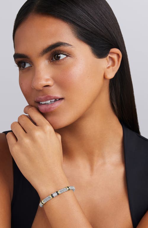 Lagos Two-tone Black Ceramic Station Diamond Bracelet In Metallic