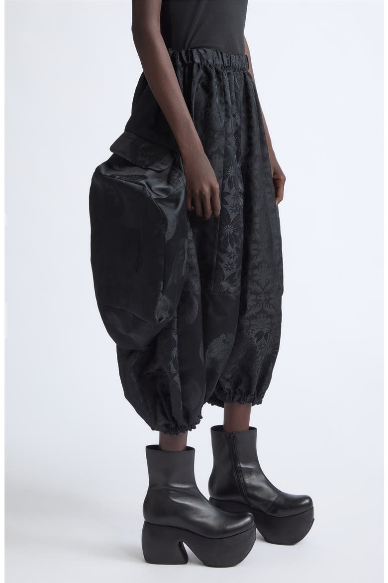 Floral Jacquard Wide Leg Pants, Alternate, color, BLACK X BLACK X BLACK