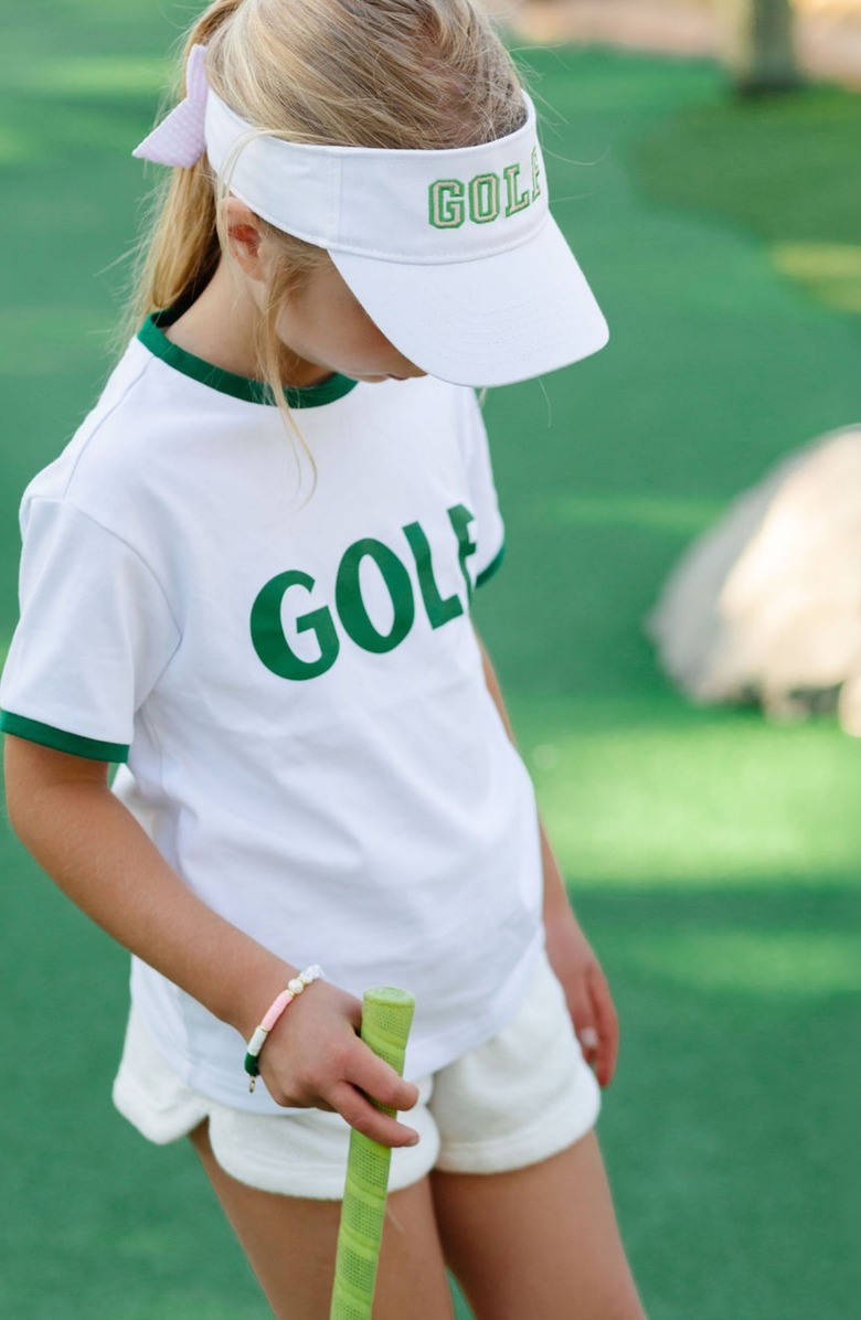 Bits & Bows Golf Twill Bow Visor, Alternate, color, White