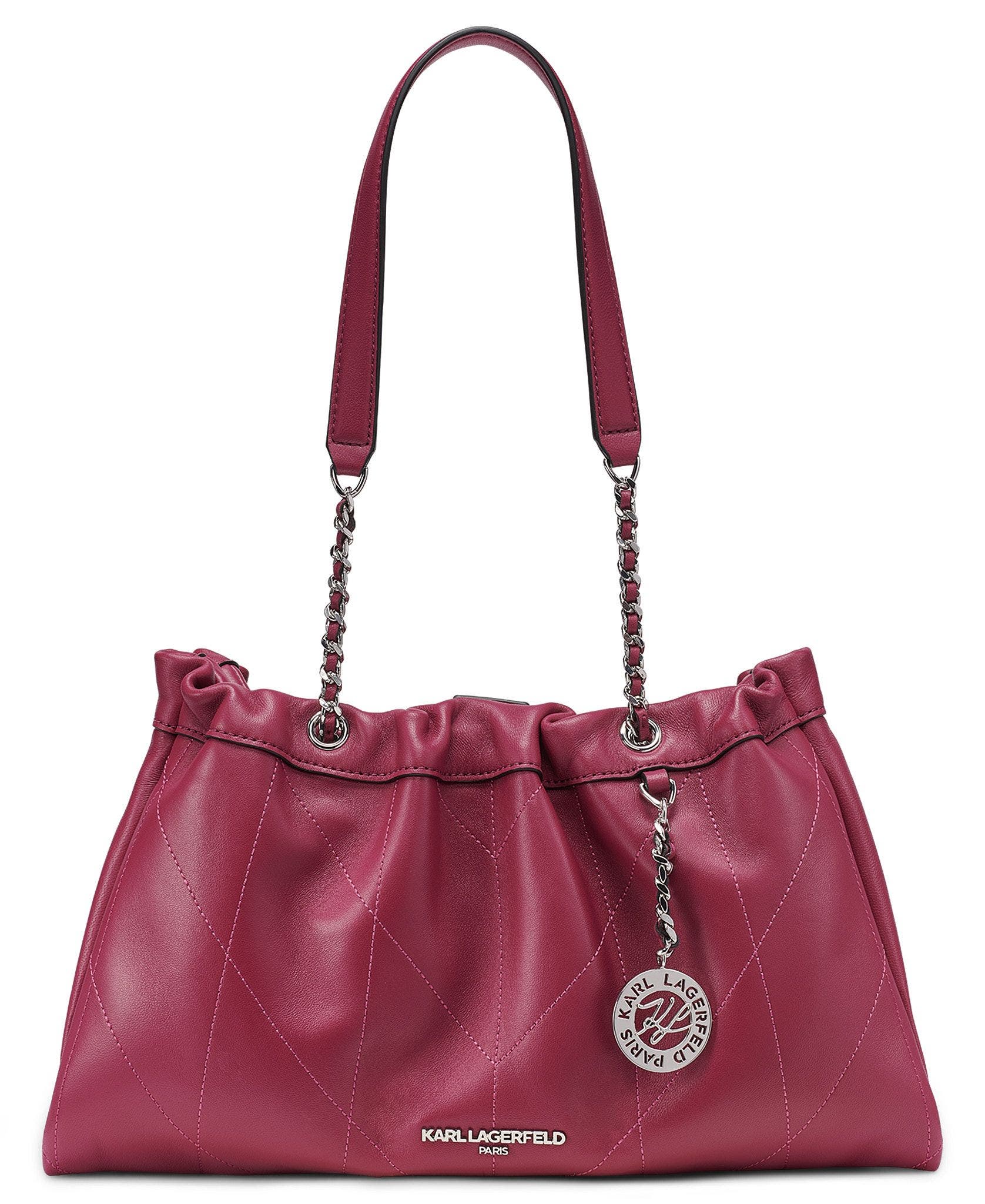Amandine Leather Shoulder Bag, Main, color, Currant