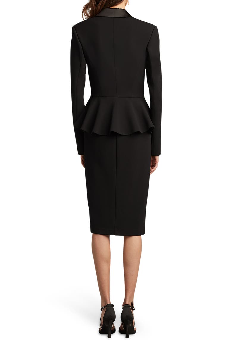 Long Sleeve Tuxedo Dress, Alternate, color, BLACK