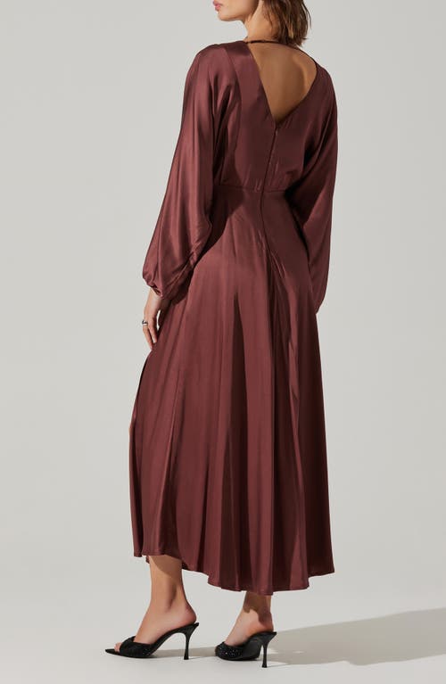 Astr The Label Kimiko Long Sleeve Faux Wrap Dress In Mulberry