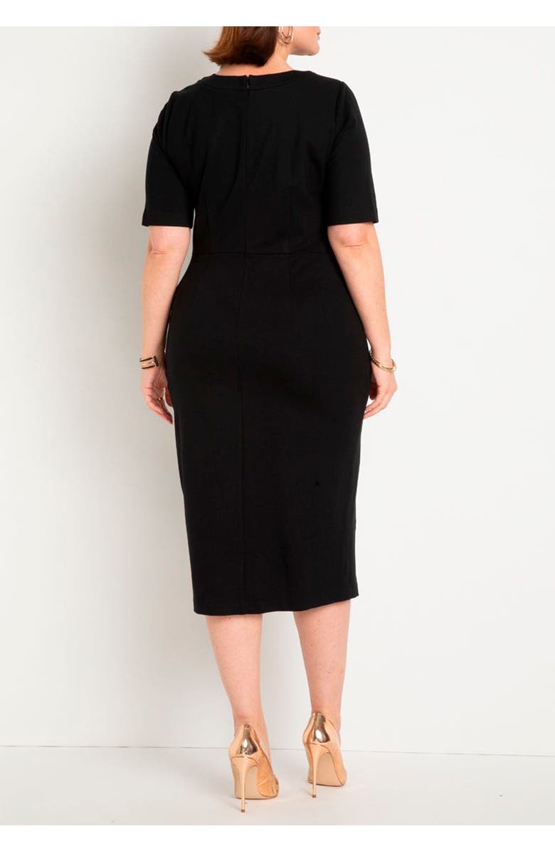 ELOQUII Button Front Workwear Dress, Alternate, color, Black Onyx