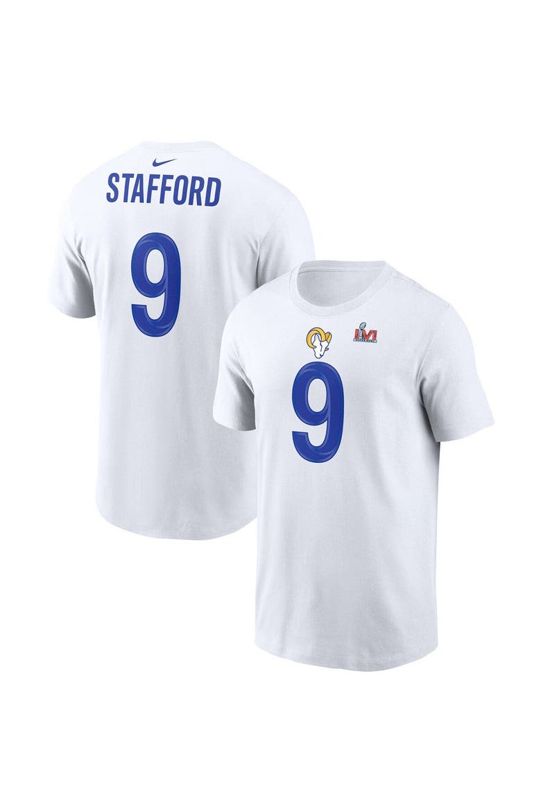 Men's Nike Matthew Stafford White Los Angeles Rams Super Bowl LVI Player Name & Number T-Shirt, Main, color, White