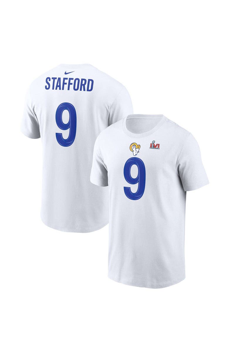 Nike Men's Nike Matthew Stafford White Los Angeles Rams Super Bowl LVI Player Name & Number T-Shirt, Main, color, 
