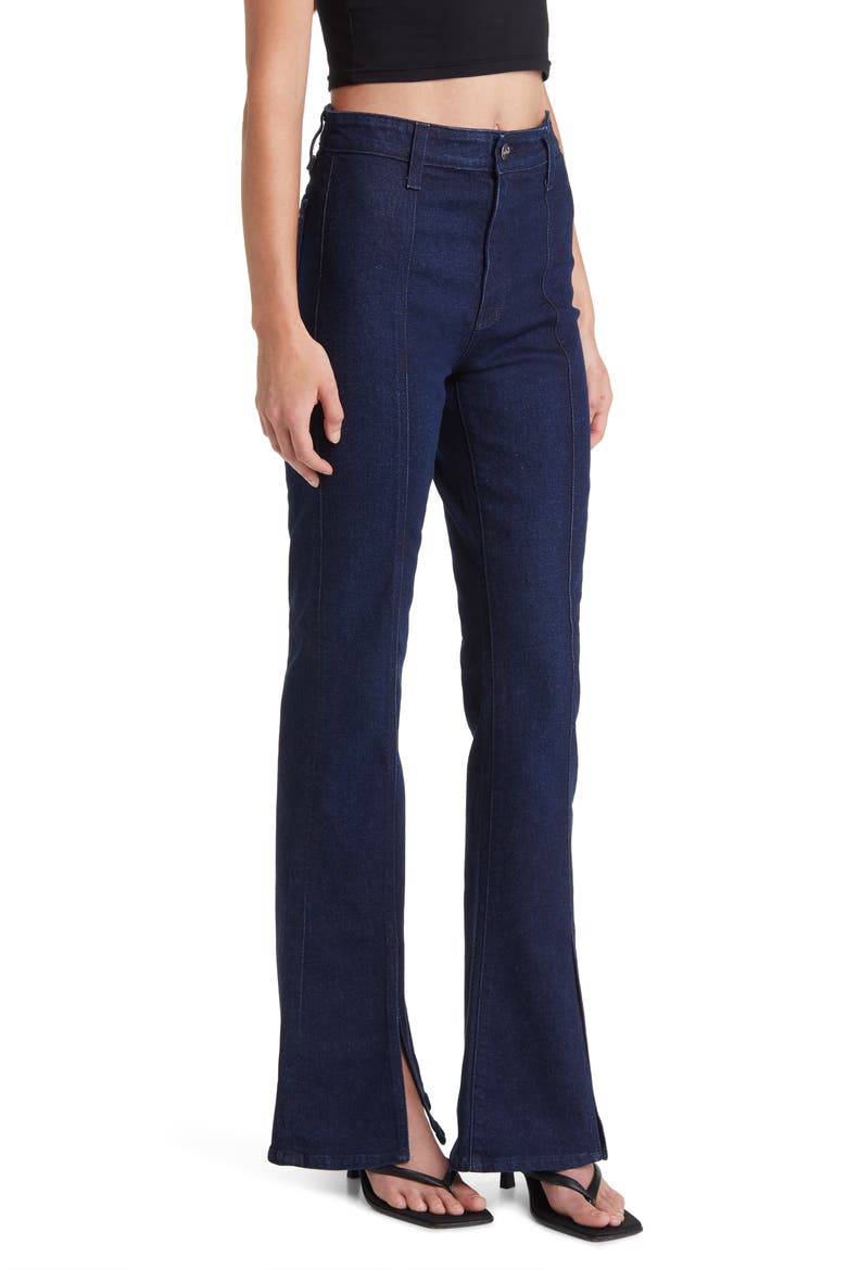 x EmRata Anisten Seamed Flare Jeans, Alternate, color, SUBWAY