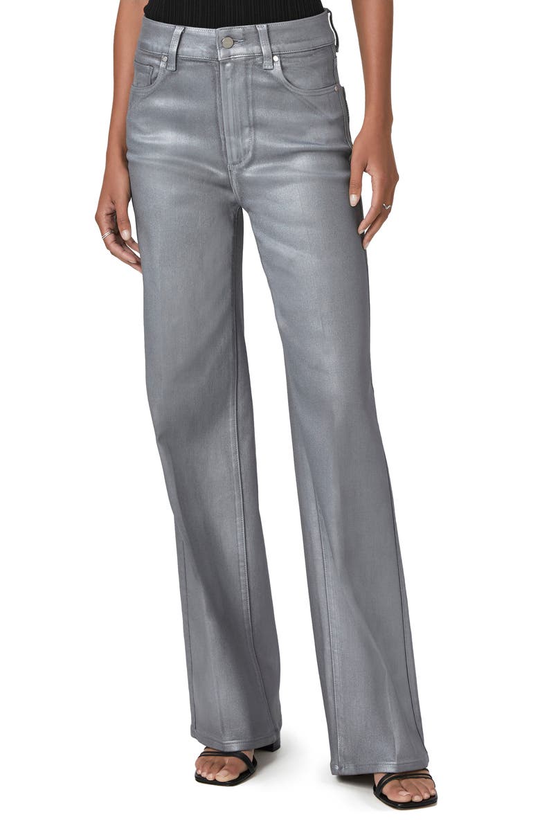 PAIGE Sasha Coated High Waist Wide Leg Jeans, Main, color, Silver Shimmer Luxe Coating