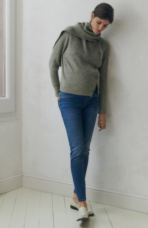 Shop Mango Skinny Maternity Jeans In Dark Blue