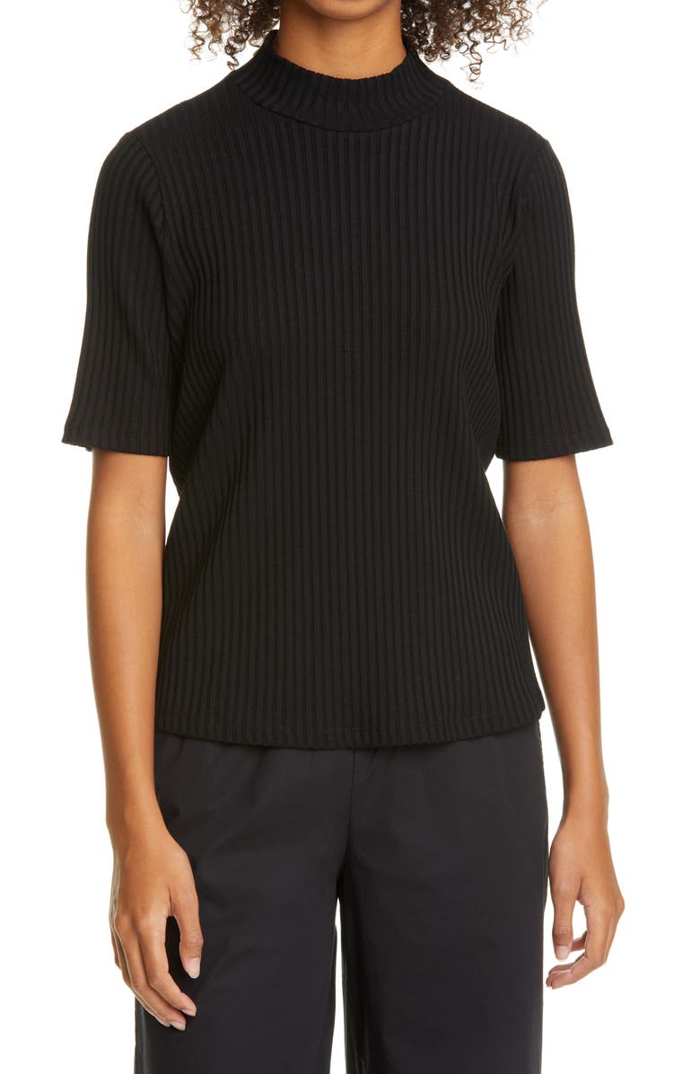 Eileen Fisher Rib Knit Mock Neck Top, Main, color, 