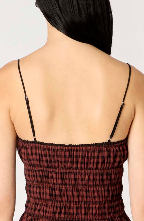 Nia Thomas Gingham Check Cotton Midi Dress In Brown