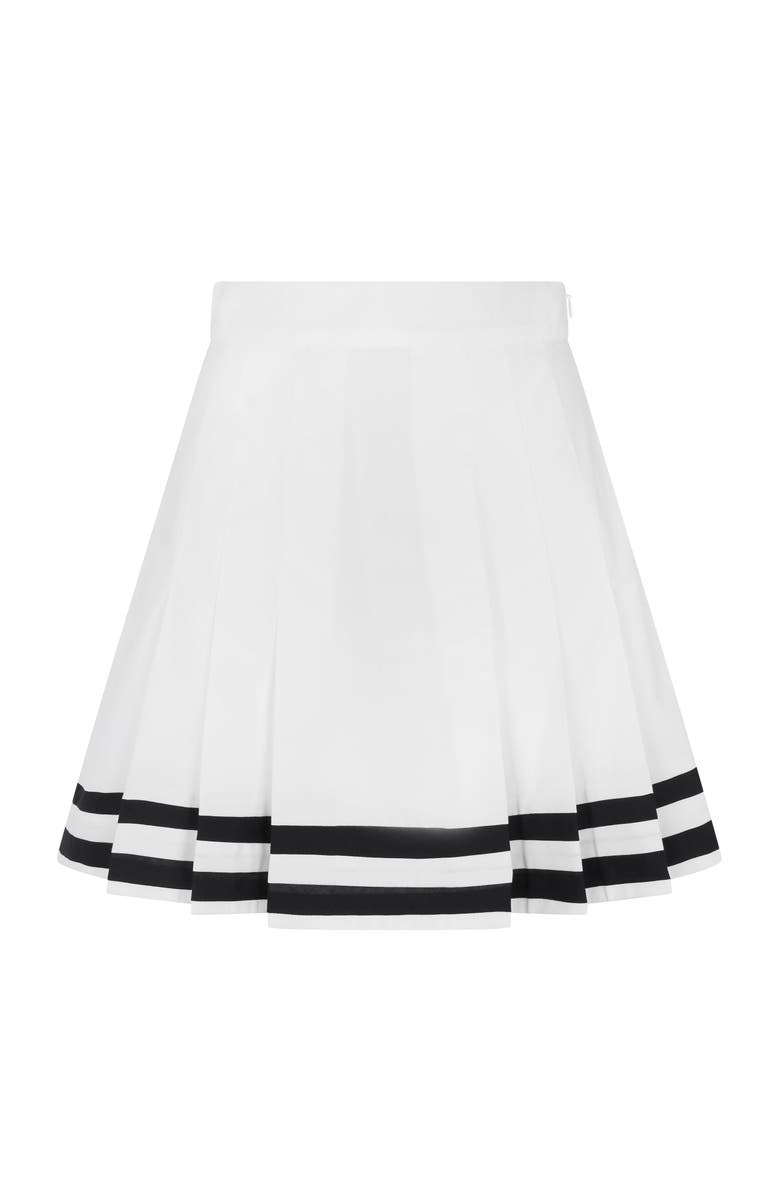 De Loreta Zinia Cotton Pleated Miniskirt, Main, color, White/Navy