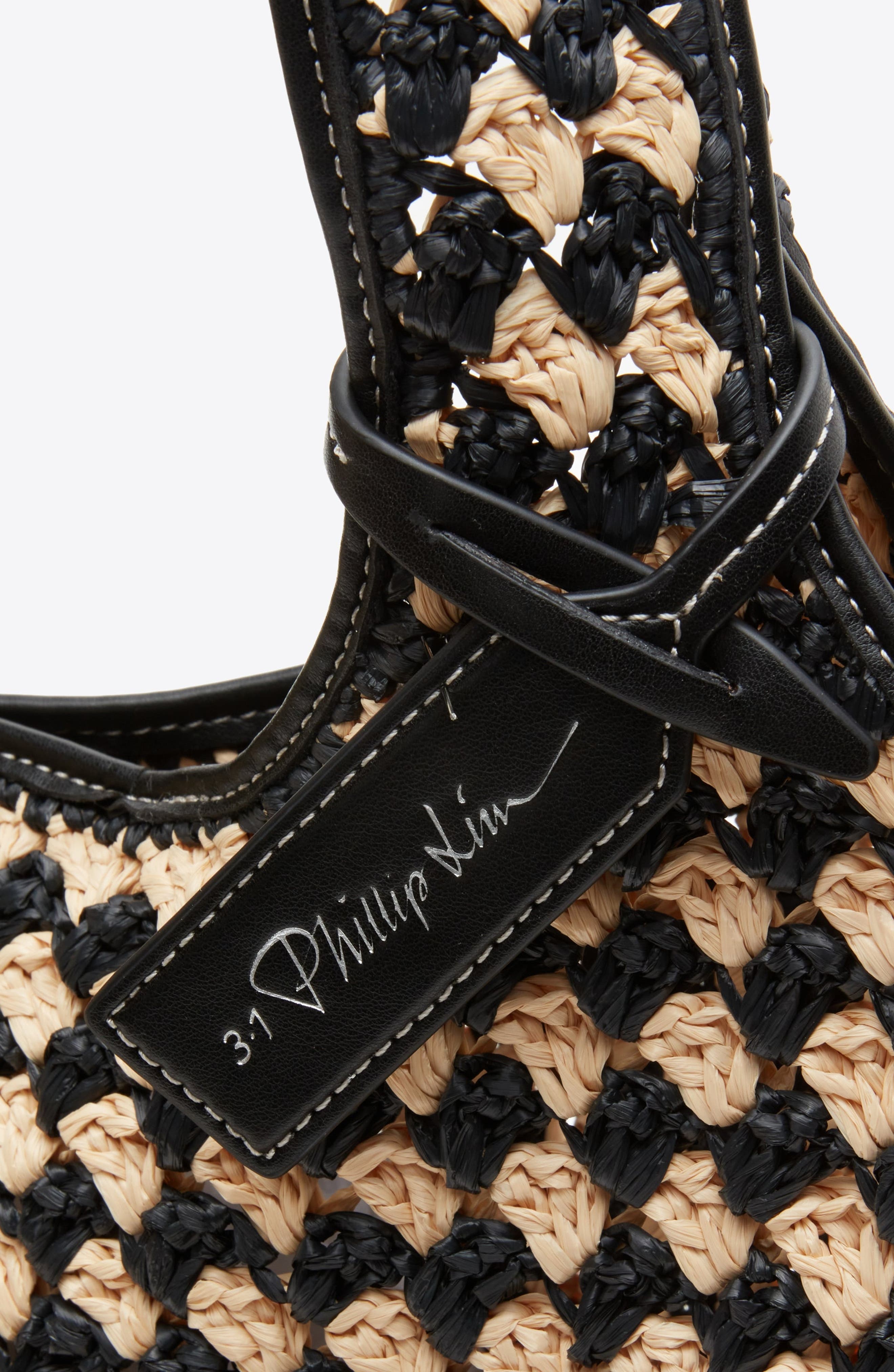 3.1 Phillip Lim Crochet Raffia Market Tote Bag, Alternate, color, Black-Buckwheat