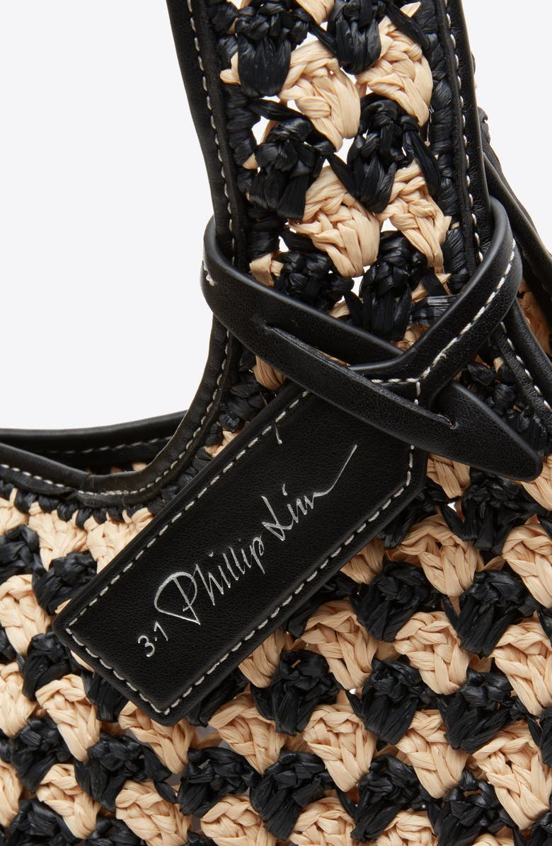 3.1 Phillip Lim Crochet Raffia Market Tote Bag, Alternate, color, Black-Buckwheat