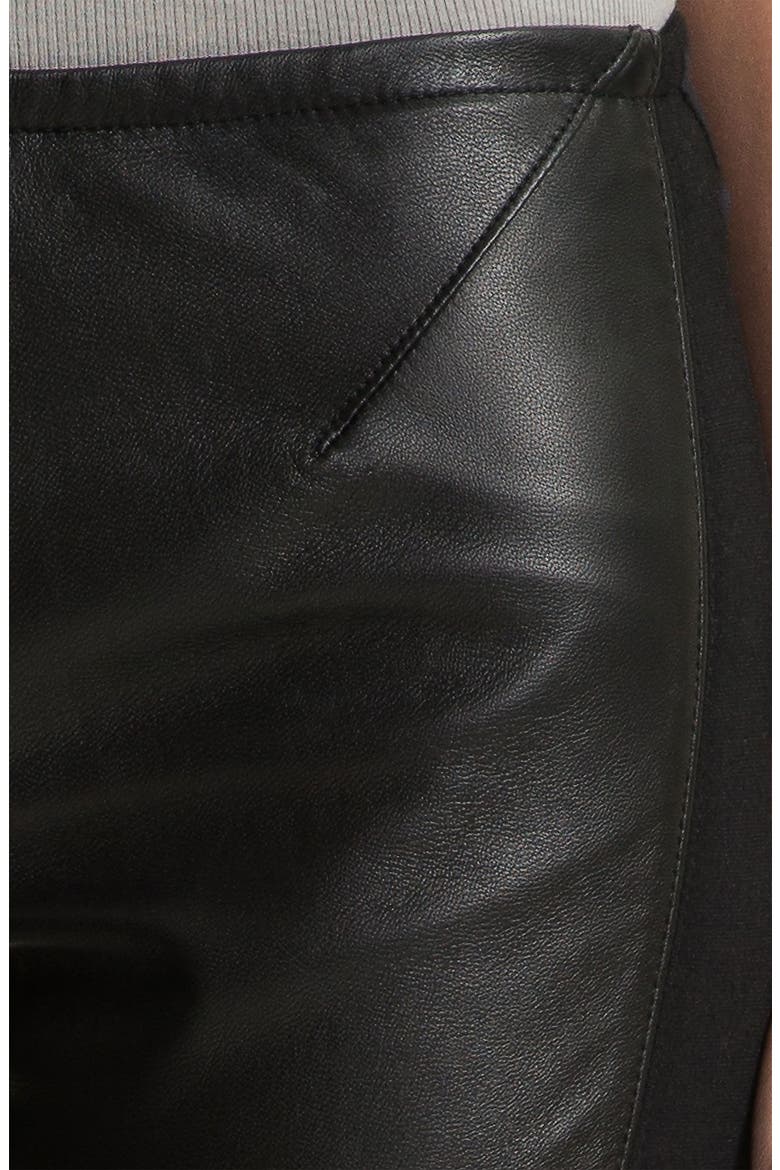 Faux Leather & Knit Leggings, Alternate, color, RICH BLACK