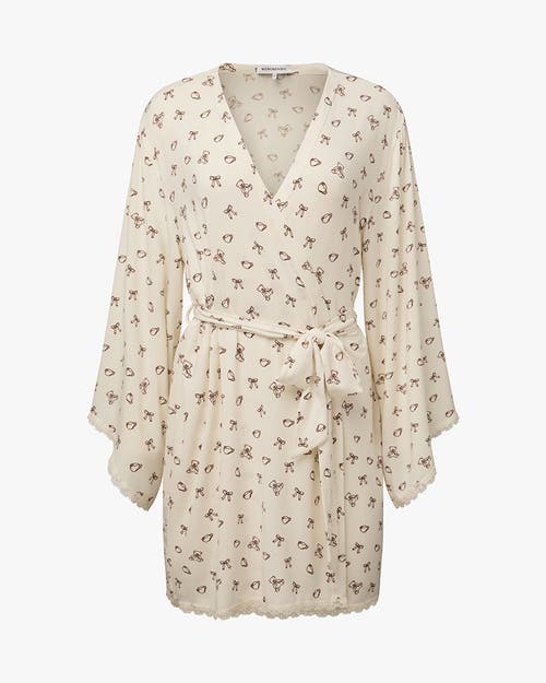 Weworewhat Lace Trim Robe In Ivory/chestnut