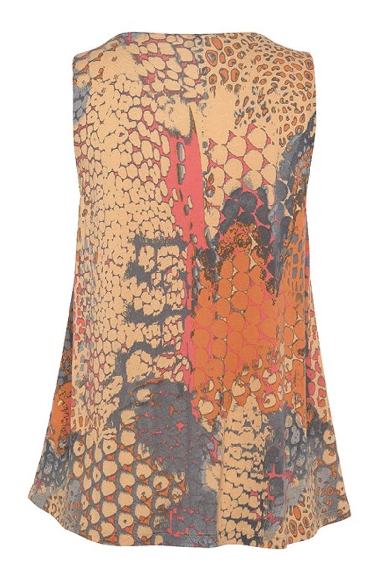 LASCANA Women's Printed V-Neck Tank Top, Alternate, color, Orange Multi