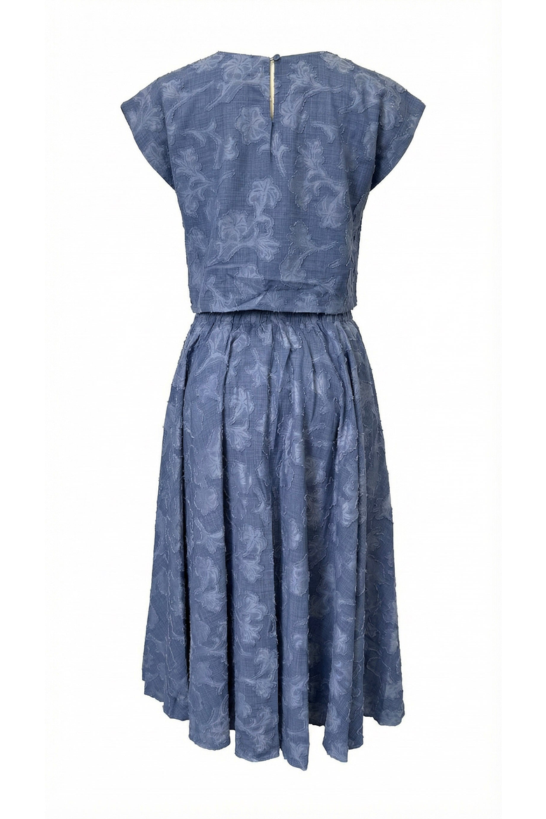 Textured Crop Top and Midi Skirt Set, Alternate, color, Dusty Blue